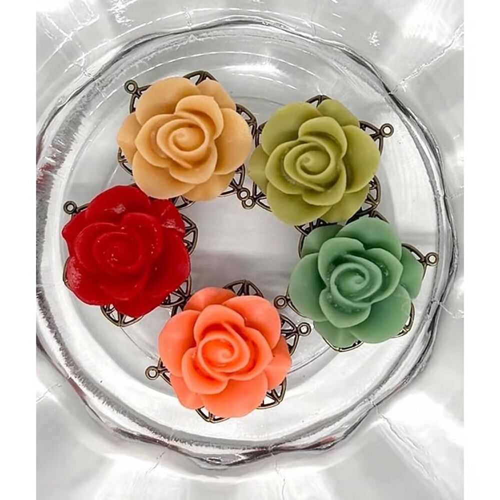 5pcs Beads for Jewelry #20694 Resin Flower Filigree Link
